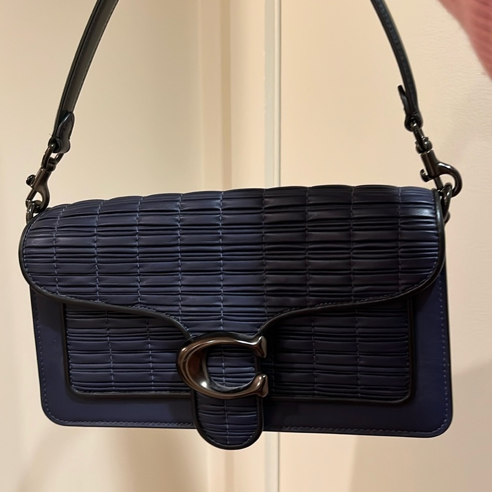Coach Tabby Shoulder Bag – Rare Textured Navy Leather